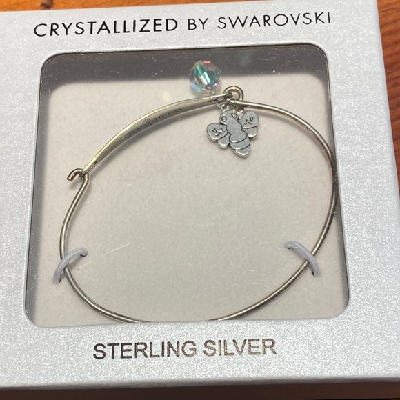CHAMILIA STERLING SILVER ID BRACELET "BE AWESOME" WITH SWAROVSKI CRYSTAL NWT - Picture 1 of 9